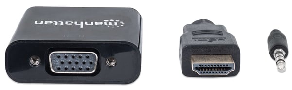 Manhattan 151450 videokabel adapter 0,3 m HDMI + 3.5mm VGA (D-Sub) Sort