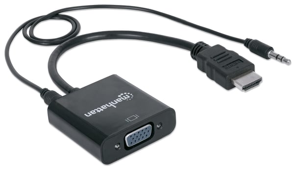 Manhattan 151450 videokabel adapter 0,3 m HDMI + 3.5mm VGA (D-Sub) Sort