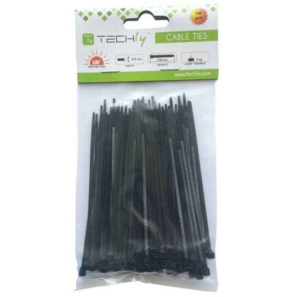 Techly 100 x 2.5mm kabelsamler Nylon Sort 100 stk