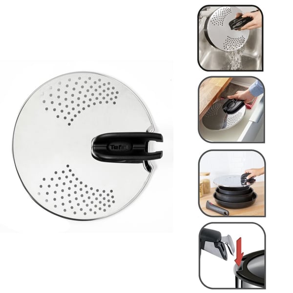 Tefal Ingenio L9829402 låg Rund Sort, Rustfrit stål
