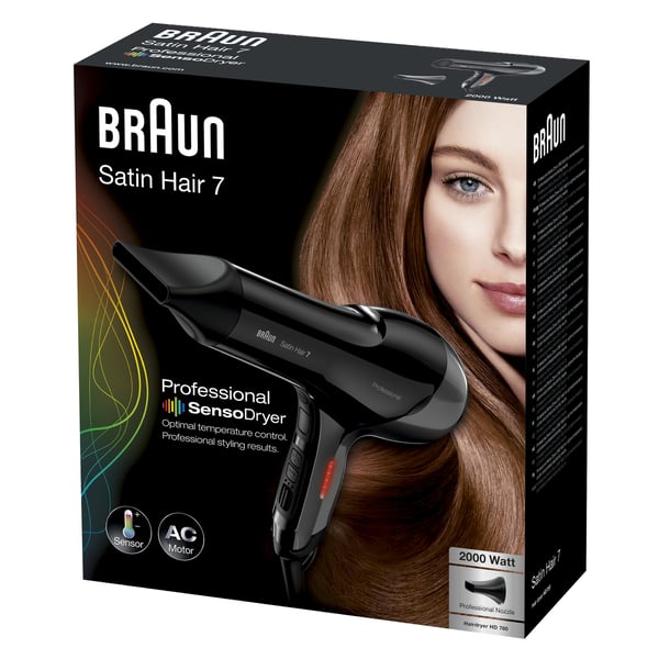 Braun Satin Hair 7 HD 780 hårtørrer 2000 W Sort
