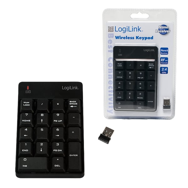 LogiLink ID0120 numerisk tastatur Laptop RF trådløst Sort