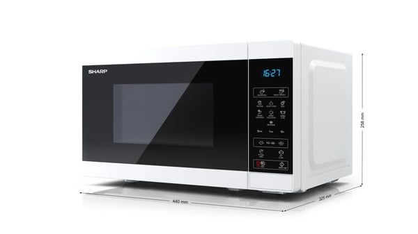 Sharp YC-MS02E-W mikrovågsugn Svart, Vit Enbart mikrovågsugn Bänkdiskmaskin 20 l 800 W