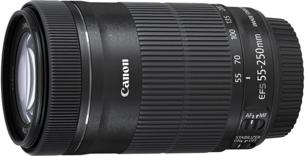 Canon EF-S 55-250mm f/4.0-5.6 IS STM + ET-63 + Lens Cloth SLR Vakio-objektiivi Musta