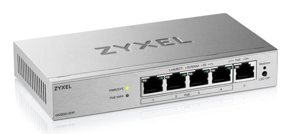 Zyxel GS1200-5HPV3 Hallittu L2 Gigabit Ethernet (10/100/1000) Power over Ethernet -tuki Työpöytä Harmaa