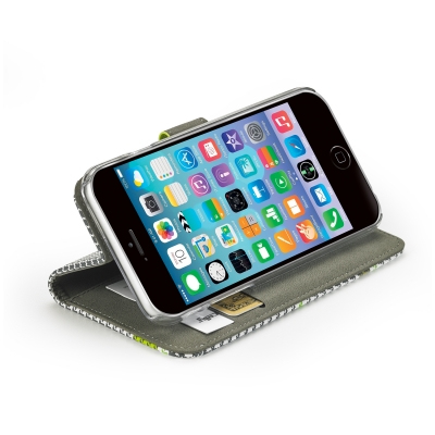 Celly PDPAGEIPH6GR mobiltelefon etui Folie Grøn, Grå