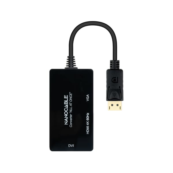 Nanocable 10.16.3301-ALL videokabel adapter 0,2 m DisplayPort DVI-D + VGA (D-Sub) + HDMI Sort