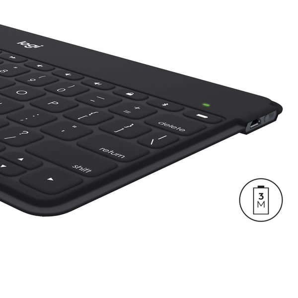 Logitech 920-006706 mobiililaitteiden näppäimistö QWERTZ Sveitsi Bluetooth Musta, Valkoinen
