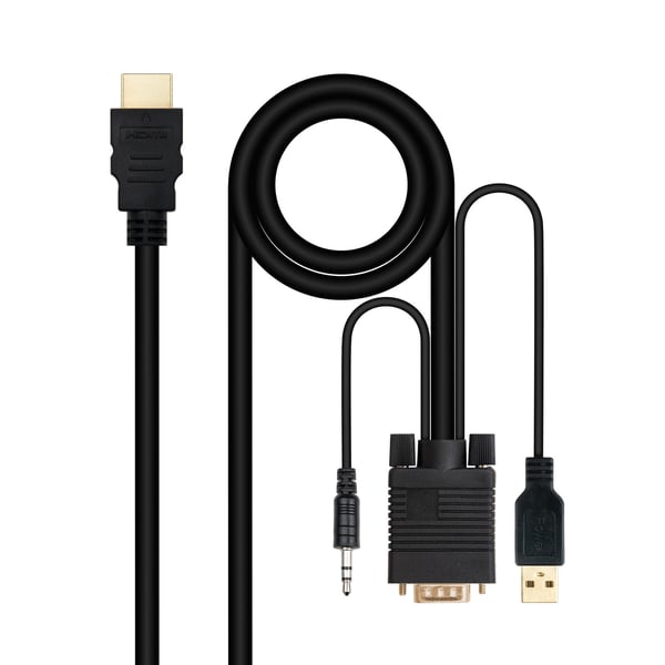 Nanocable 10.15.4350 videokabel adapter 1,8 m HDMI Type A (Standard) VGA (D-Sub) + 3.5mm + USB Type-A
