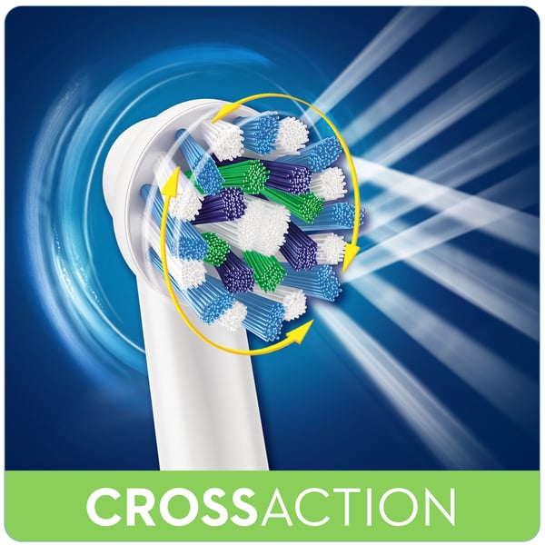 Oral-B Cross Action 4p 4 stk Blå, Hvid