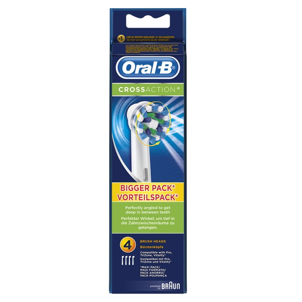 Oral-B Cross Action 4p 4 stk Blå, Hvid