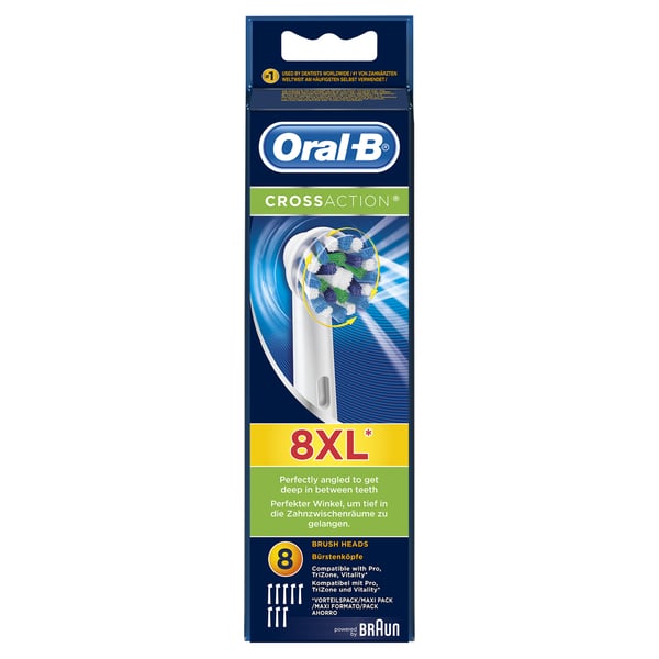 Oral-B Cross Action 8p 8 stk Blå, Hvid