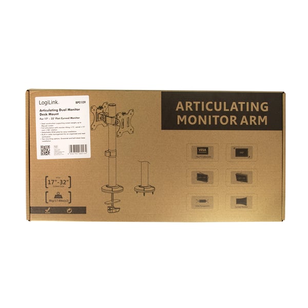 LogiLink BP0109 monitorin kiinnike ja jalusta 81,3 cm (32") Vastaanotto Musta
