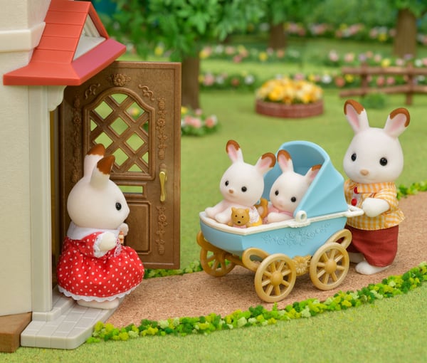 Sylvanian Families Sæt med Chokoladekanin-tvillingerne (barnevogn)