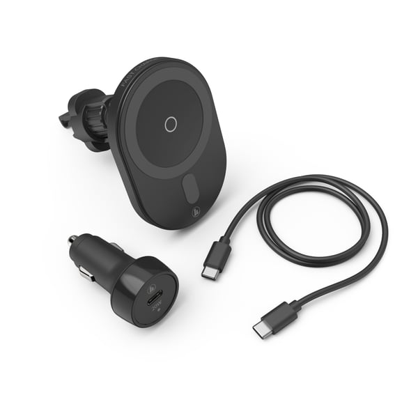 Hama MagCharge Car FC15 Mobiltelefon, Smartphone Svart Cigarr tändare Trådlös laddning Snabb laddning Automatisk