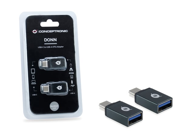 Conceptronic DONN03G kabelomvandlare (hane/hona) USB 3.1 Gen 1 Type-C USB 3.1 Gen 1 Type-A Svart