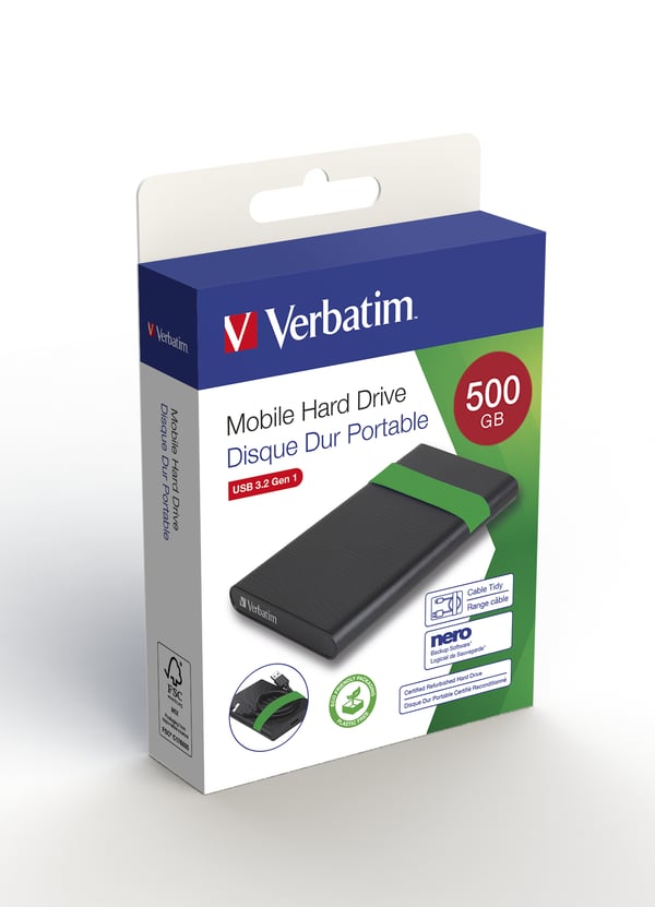 Verbatim 53111 externa hårddiskar 512 GB 5400 RPM 2.5" Micro-USB B 2.0/3.2 Gen 1 (3.1 Gen 1) Svart, Grön