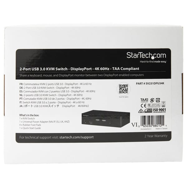 StarTech.com SV231DPU34K KVM-kytkin Musta