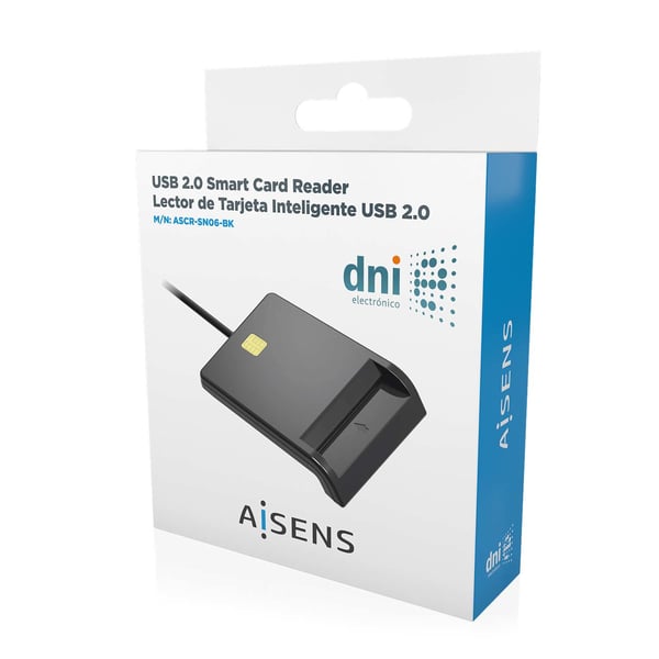 AISENS ASCR-SN06-BK läsare smarta kort inomhus USB USB 2.0 Svart