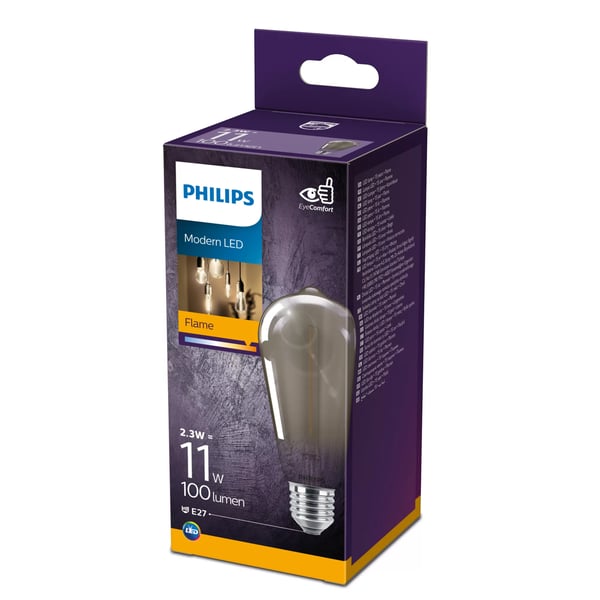 Philips Filament pære, røgfarvet 11 W ST64 E27