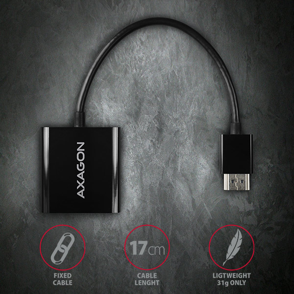 Axagon RVH-VGAN videokabeladapter 0,15 m HDMI Typ A (standard) VGA (D-Sub) Svart