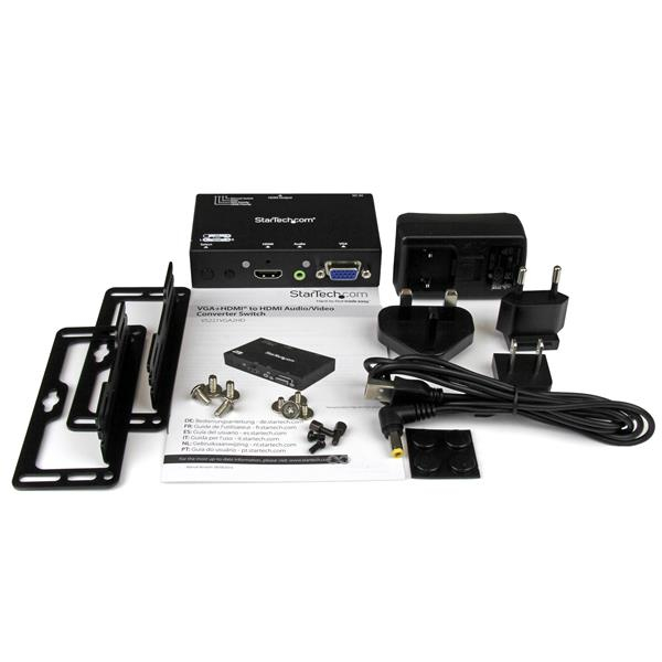 StarTech.com 2-portars VGA + HDMI till HDMI-konverteringsswitch/splitter med prioriteringsväxling