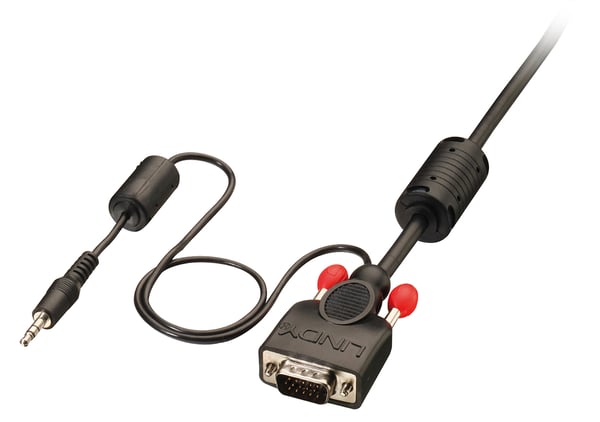Lindy 37303 videokabel adapter 10 m VGA (D-Sub) + 3.5mm Sort