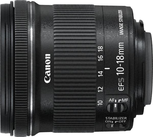 Canon EF-S 10-18mm f/4.5-5.6 IS STM + EW-73C + Lens Cloth SLR Ultra bredlinse Sort