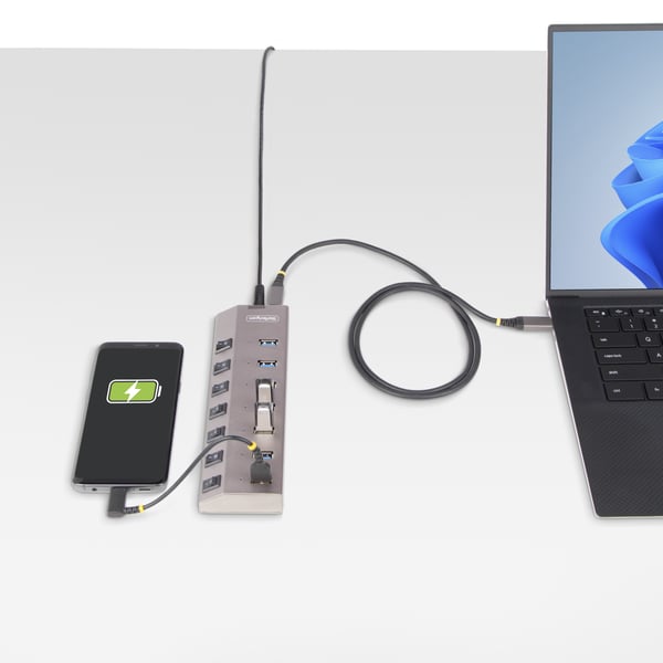 StarTech.com 5G7AIBS-USB-HUB-EU interface hub USB 3.2 Gen 1 (3.1 Gen 1) Type-B 5000 Mbit/s Grå