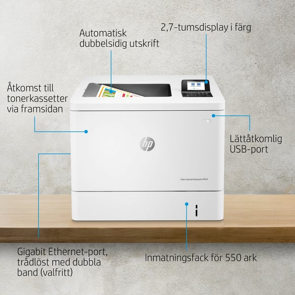 HP LaserJet Enterprise M554dn - Skrivare - Färg - Duplex - Laser - A4/Legal - 1200 x 1200 dpi - upp till