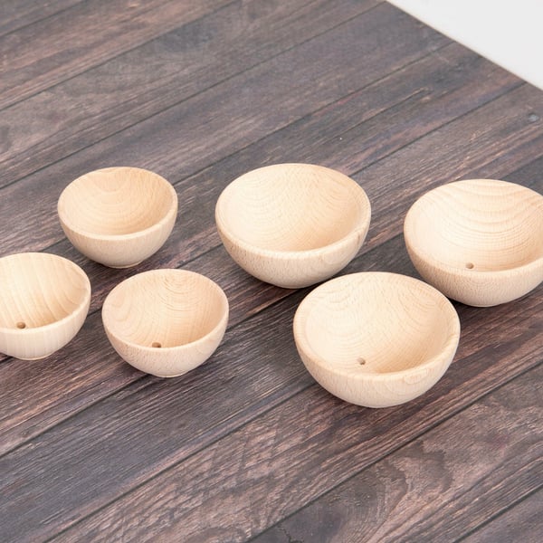 Tickit Natural Wooden Bowls Large motorik legetøj