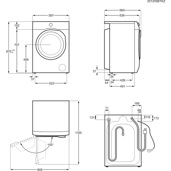 AEG LWR9C16BAY vaskemaskine - tørretumbler Fritstående Front-læsning Hvid