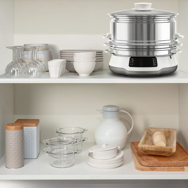 Tefal Convenient Series Deluxe VC502D höyrykeitin 3 kori(a) Pöytämalli 900 W Ruostumaton teräs, Valkoinen