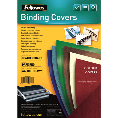 Fellowes 5371603 sidontakansi A4 Paperi Punainen 100 kpl