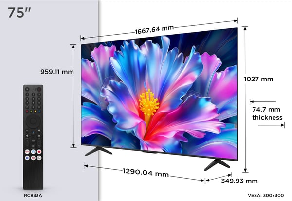 TCL P6L 75P6L tv 190,5 cm (75") 4K Ultra HD Älytelevisio Wi-Fi Musta 330 cd/m²
