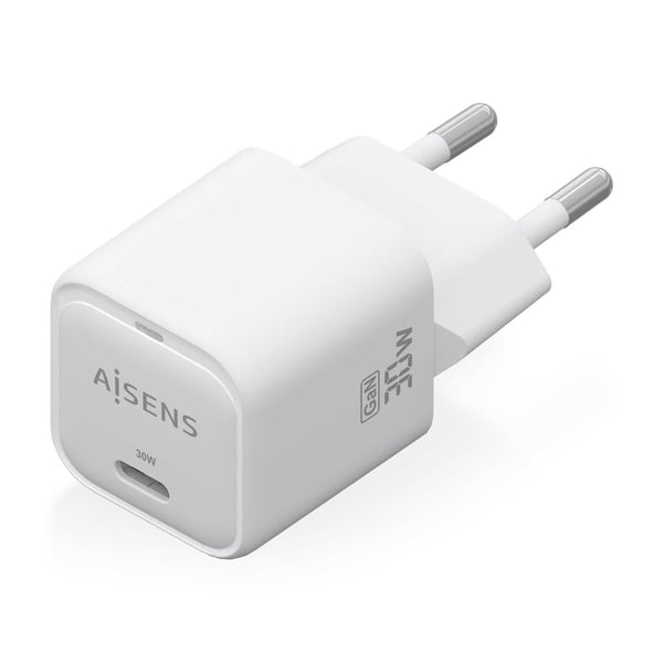 AISENS ASCH-30W1P018-W oplader til mobil enhed Universel Hvid Vekselstrøm Hurtig opladning Indendørs
