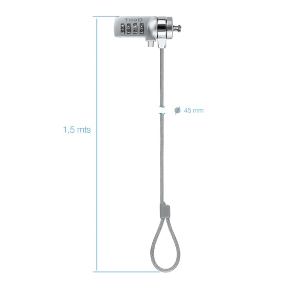 TooQ TQCLKC0015 kabellås Silver 1,5 m