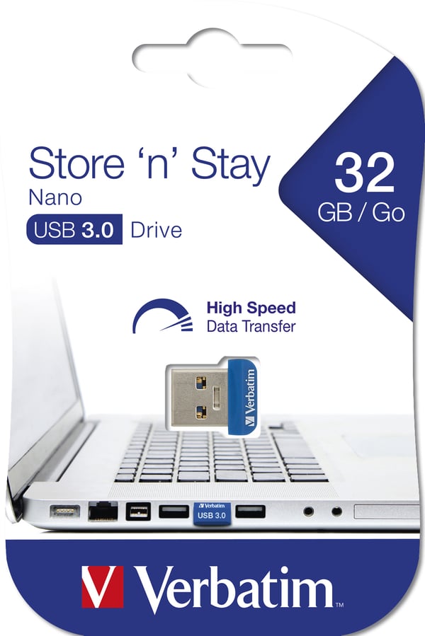 Verbatim Store 'n' Stay Nano USB-muisti 32 GB USB A-tyyppi 3.2 Gen 1 (3.1 Gen 1) Sininen