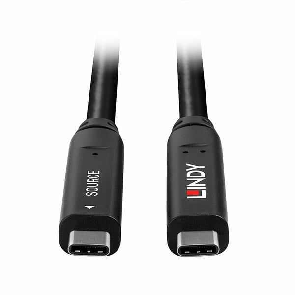 Lindy 43398 USB-kablar USB 3.2 Gen 1 (3.1 Gen 1) 10 m USB C 5 Gbit/s 60 W Svart