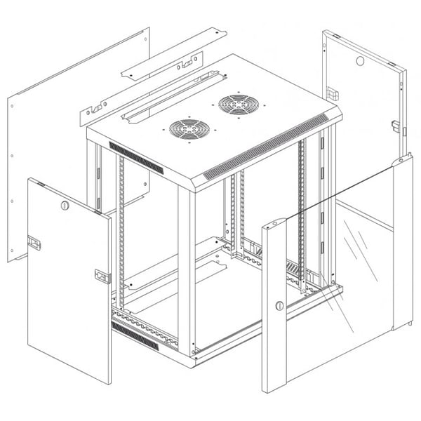 Techly I-CASE EW-2012BKL rack 12U Väggmonterad rack Svart