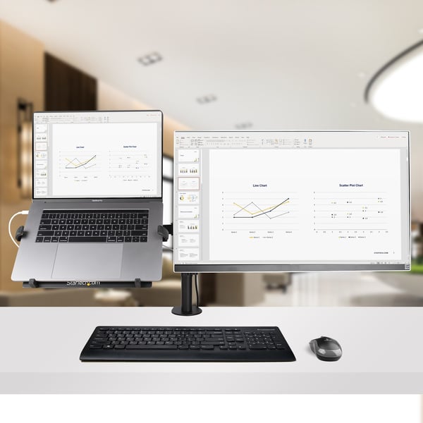 StarTech.com A2-LAPTOP-DESK-MOUNT monitorin kiinnike ja jalusta 86,4 cm (34") Vastaanotto Musta