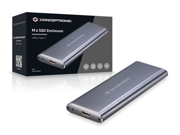 Conceptronic HDE01G Hölje för lagringsenheter SSD-inkapsling Grå M.2