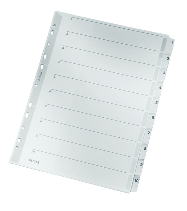 Leitz 43240000 faneskiller Numerisk faneindeks Pap, Plast Grå