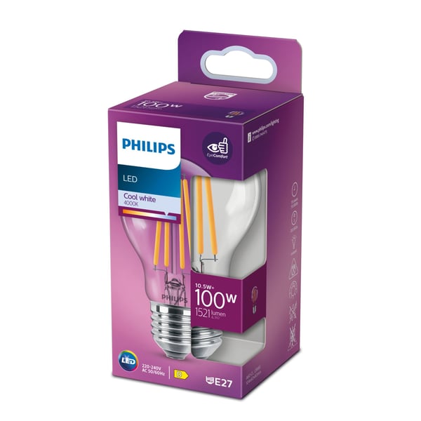 Philips 8718699762070 LED-lampe Kold hvid 4000 K 10,5 W E27 D