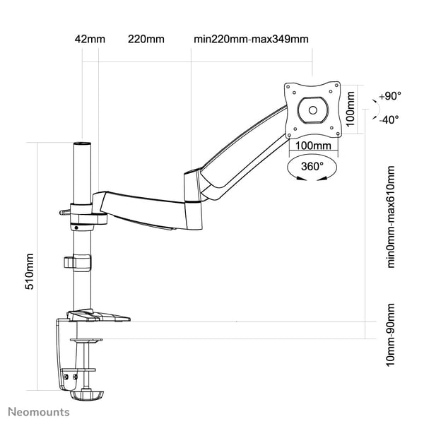 Neomounts FPMA-D950 skærmbeslag og -stativer 68,6 cm (27") Skrivebord Sølv