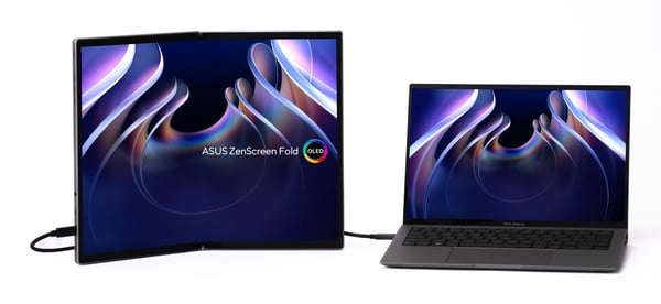 ASUS ZenScreen Fold OLED MQ17QH tietokoneen litteä näyttö 43,9 cm (17.3") 2560 x 1920 pikseliä Quad HD Hopea