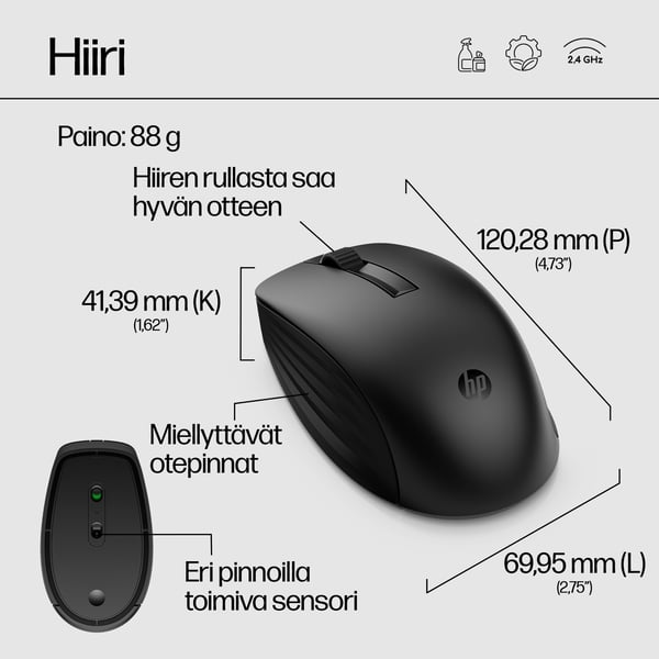 HP 650 langattoman näppäimistön ja hiiren yhdistelmä