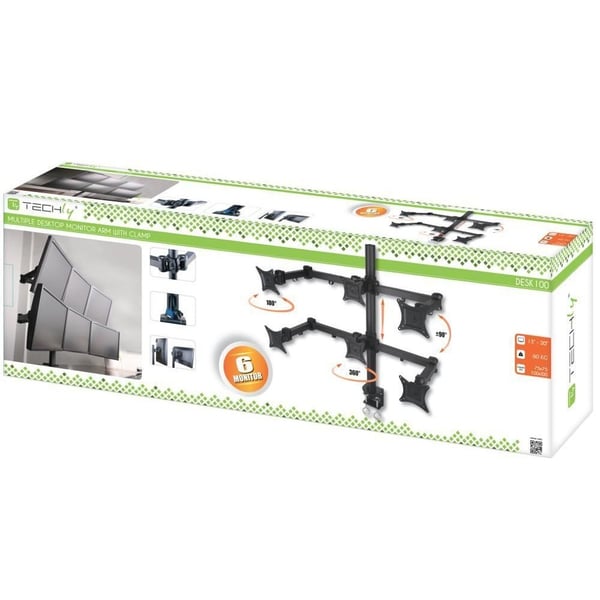 Techly ICA-LCD 482-S skærmbeslag og -stativer 50,8 cm (20") Skrivebord Sort