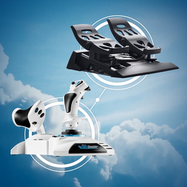 Thrustmaster T.Flight Hotas One Microsoft Flight Simulator Edition Musta, Valkoinen USB Ohjain + moottorin ohjausvipu Analoginen/Digitaalinen PC, Xbox One, Xbox One S, Xbox One X