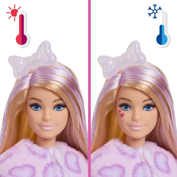 Barbie Cutie Reveal -nukke ja tarvikkeita, Cuddly Series -kissanpentu ja 10 yllätystä